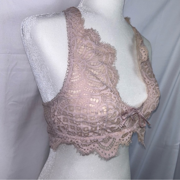 Victoria’s Secret Bralette Dream Angle Allover Lace Racerback Bra Lace up Mesh - Picture 5 of 11